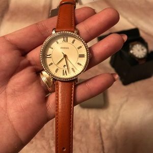 Brand new gold tone leather fossil